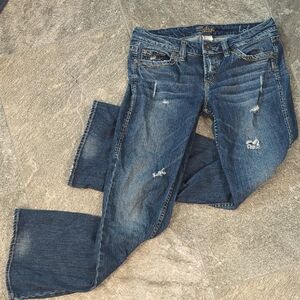 Silver Jeans Women's Distressed Boot Cut Denim